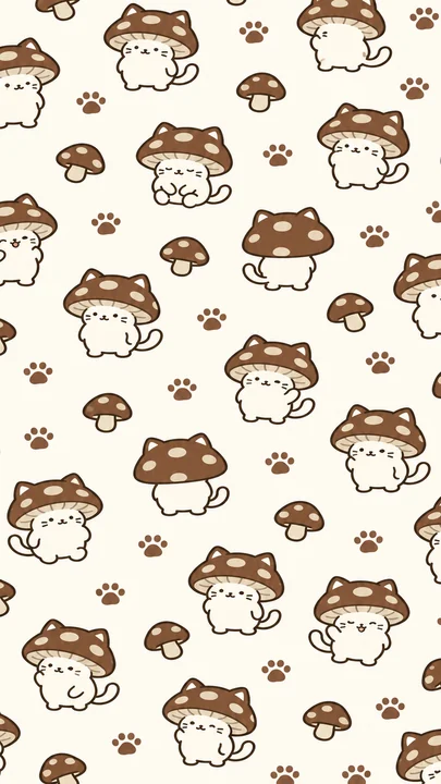 しいたけねこもようのスマホ壁紙